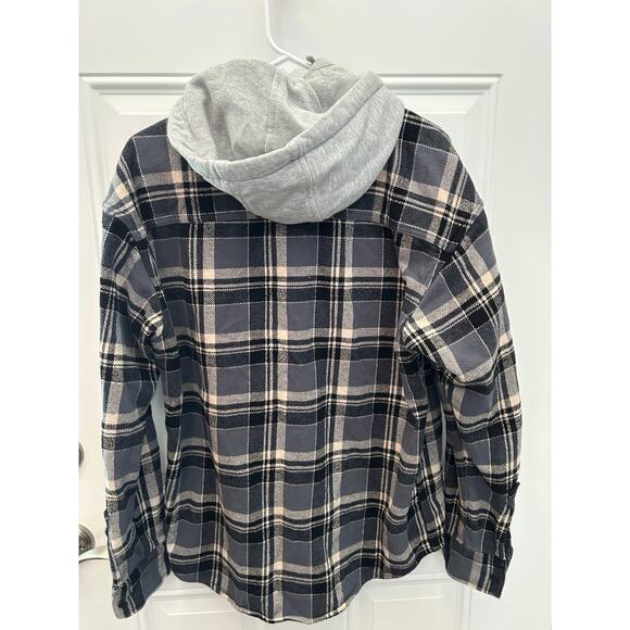 Men’s Size Medium American Eagle Hooded Flannel - Picture 2 of 3